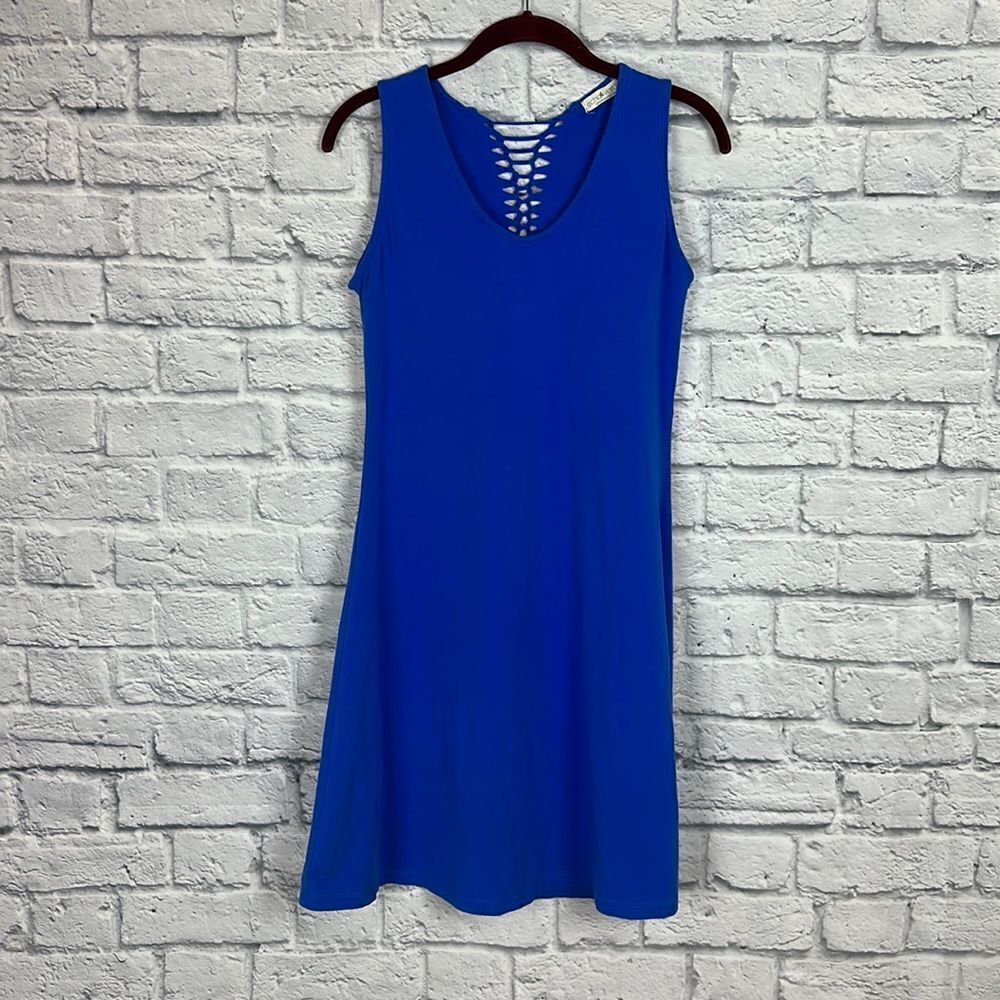 Echo Verde Organic Blue Lace Back Dress Size Small